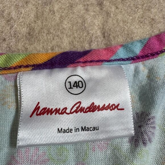 Hanna Andersson aqua floral wrap top girls size 140/US 10 empire waist tie back - Picture 3 of 7